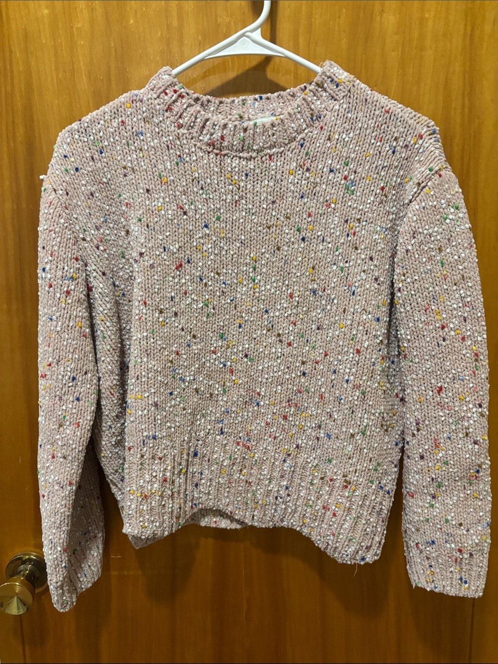 Women's Pink Speckled Crewneck Sweater